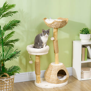 41" Cat Tree for Indoor Cats with Wooden Cat Scratching Posts