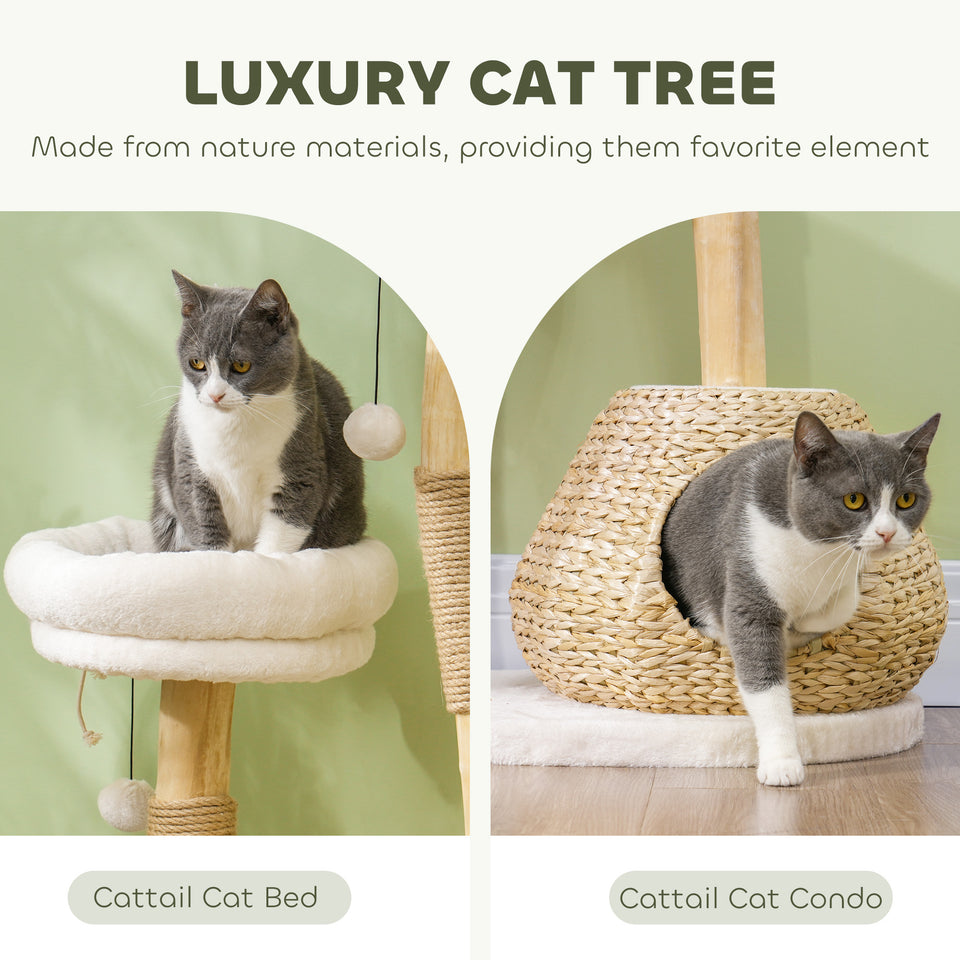 41" Cat Tree for Indoor Cats with Wooden Cat Scratching Posts